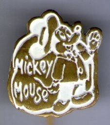 Mickey Mouse wit op koper stripfiguur speldje ( S_119), Verzenden, Nieuw, Figuurtje, Speldje of Pin