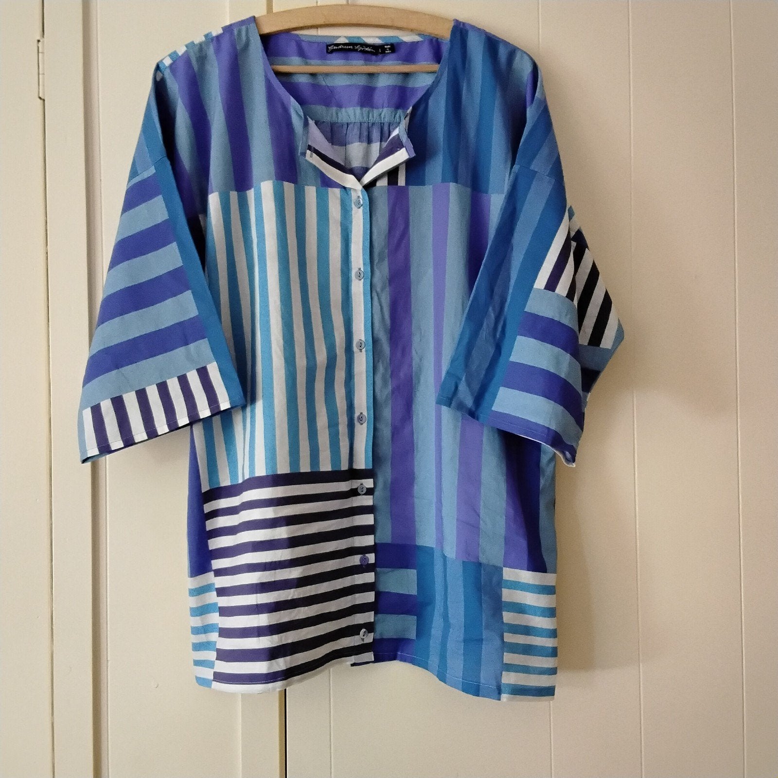 Gudrun Sjoden 100% katoenen blauwe blouse L., Blauw, Maat 42/44 (L), Nieuw, Ophalen of Verzenden