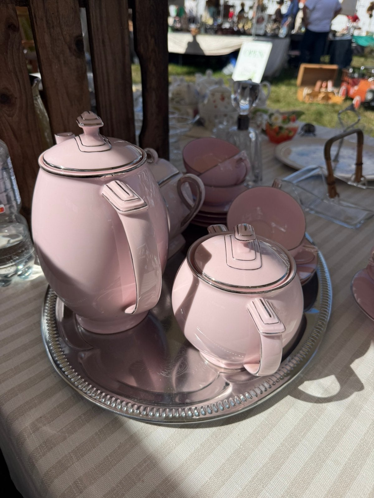 Epiag Czechoslovakia Art Deco koffieservies – pastelroze, Ophalen of Verzenden