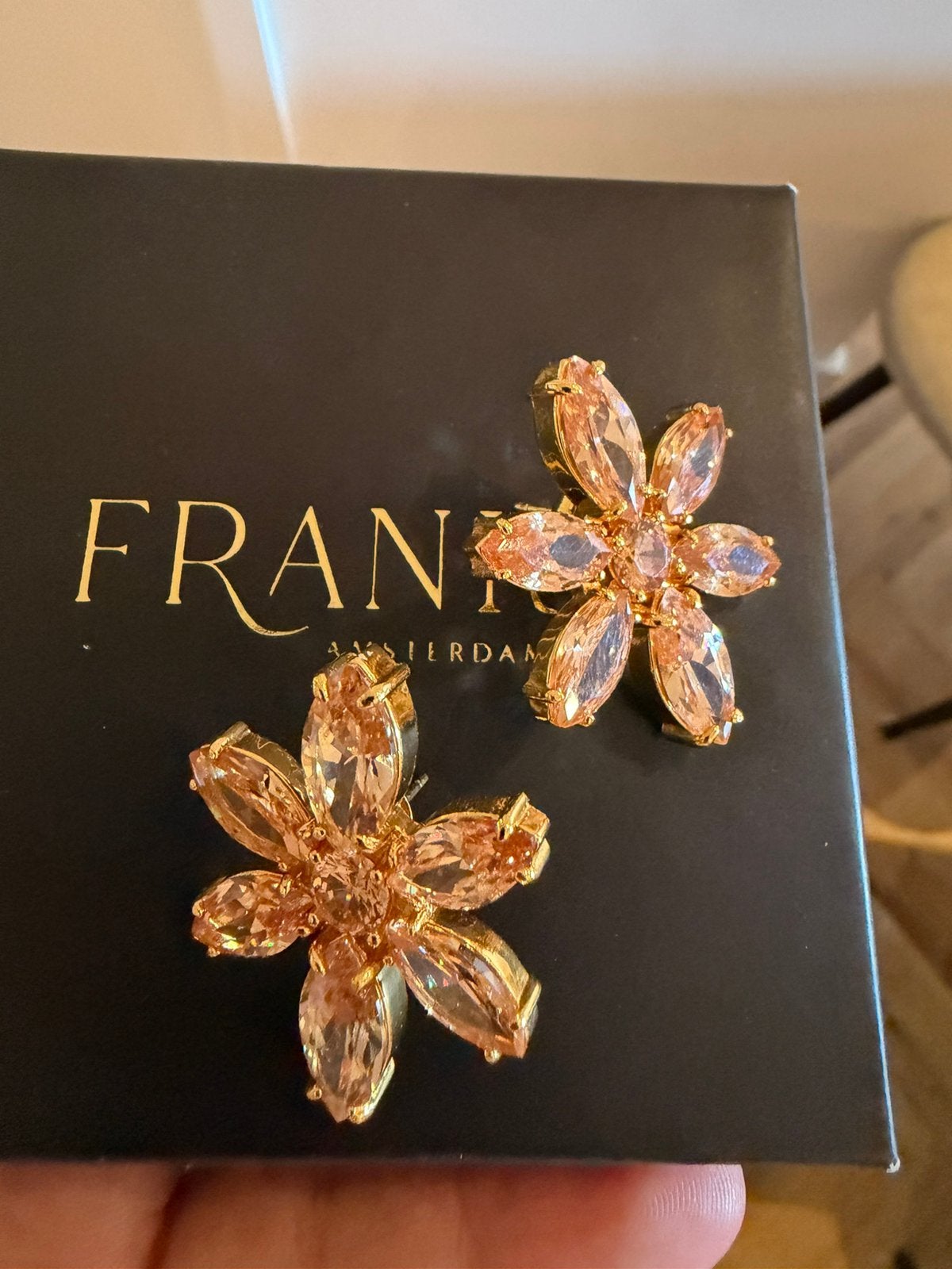 Franky Amsterdam  oorbellen, Sieraden, Tassen en Uiterlijk, Met kristal, Overige materialen, Overige kleuren, Ophalen of Verzenden
