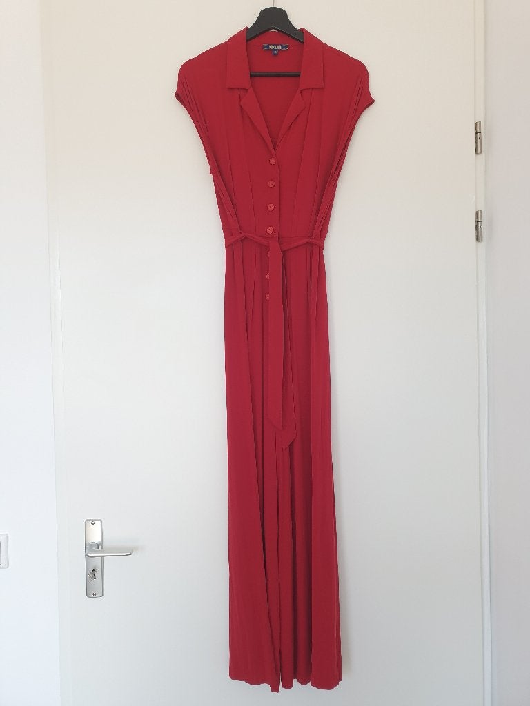King Louie Jimie Jumpsuit Cherry Red maat 36, Ophalen of Verzenden, Zo goed als nieuw, King Louie, Maat 36 (S)