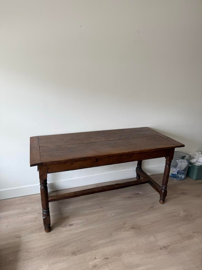 Antieke eikenhouten tafel, Ophalen, Gebruikt, 100 tot 150 cm, Eikenhout