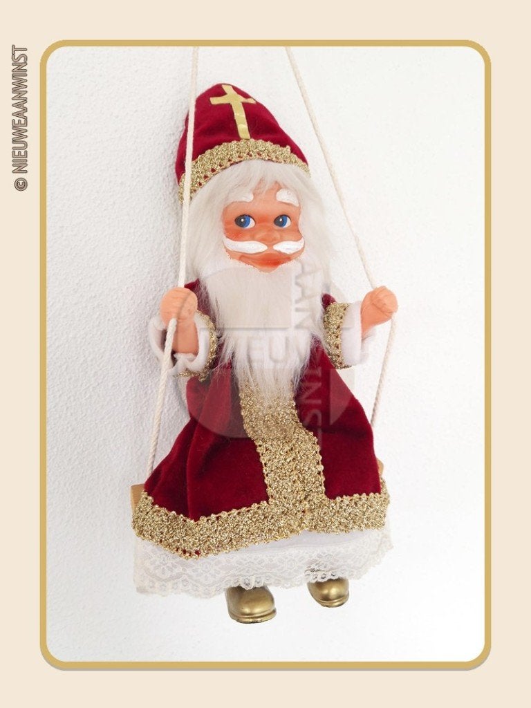 Nostalgische vintage etalage Sinterklaas pop schommel 32.5cm, Diversen, Verzenden, Zo goed als nieuw