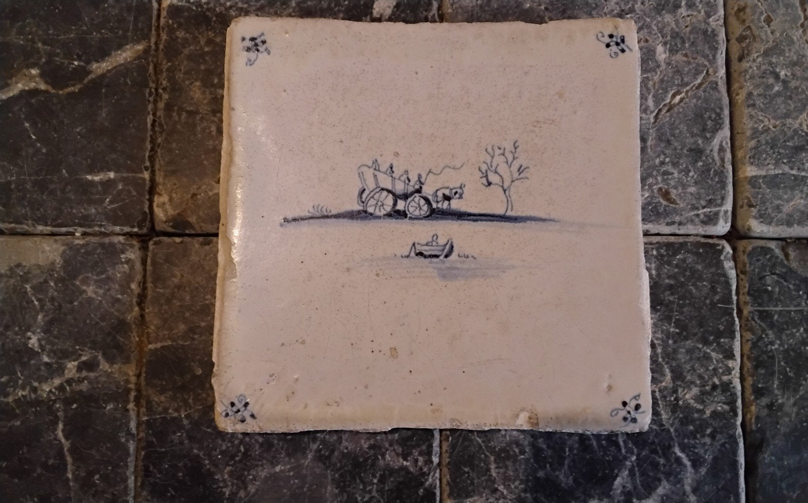 Oude tegel met bruidegom haalt bruid op, Antiek en Kunst, Ophalen