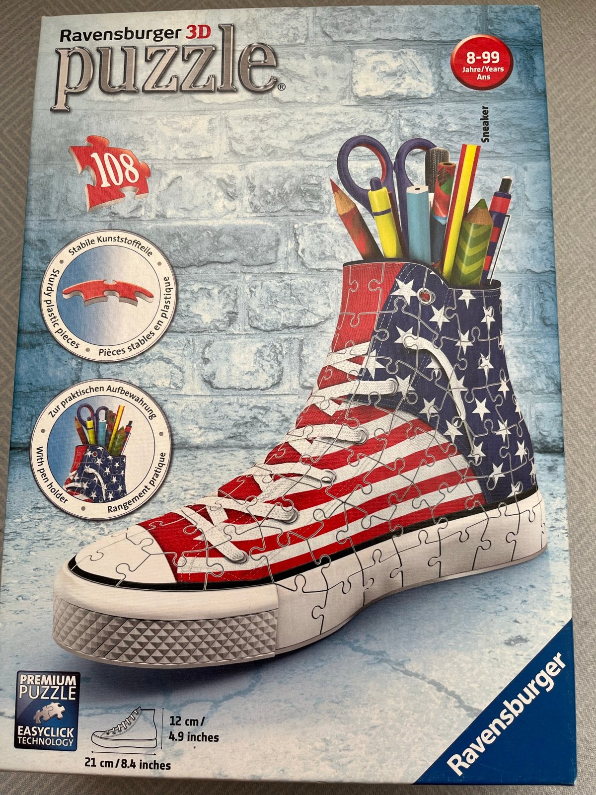 Ravensburger 3D Puzzel Sneaker USA - 108 stukjes, Ophalen of Verzenden, Minder dan 500 stukjes, Zo goed als nieuw, Rubik's of 3D-puzzel