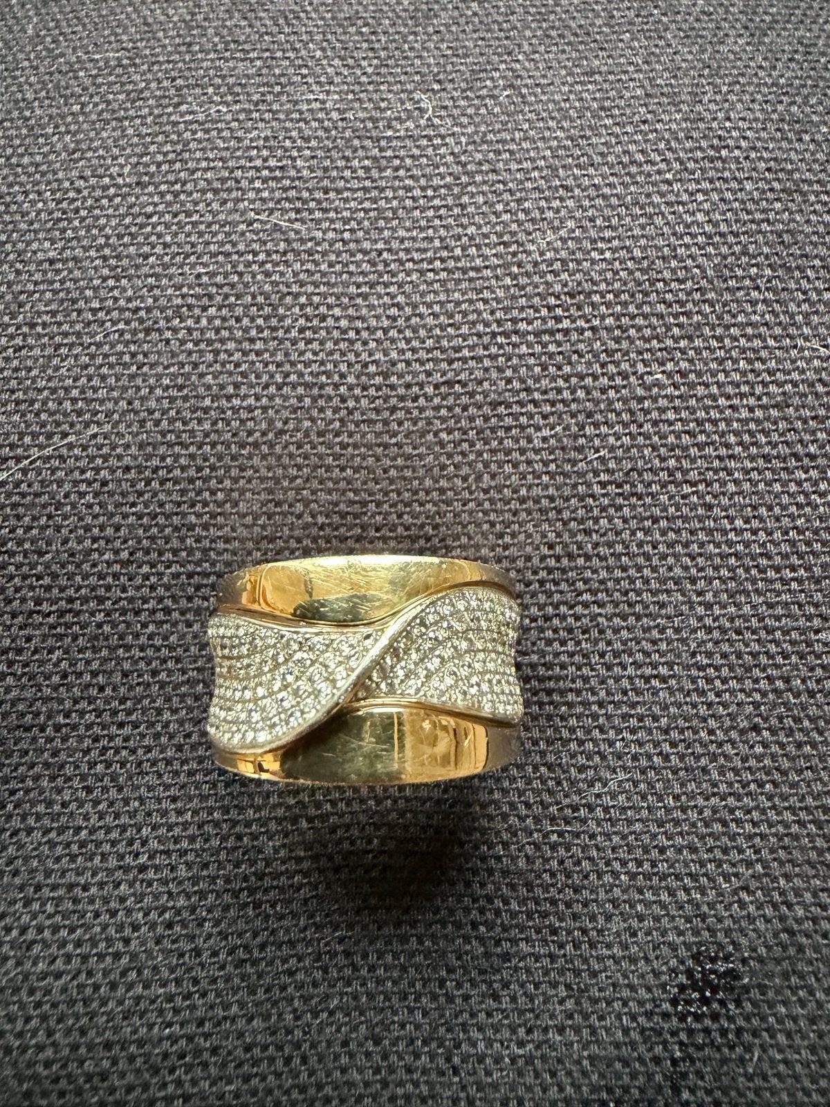 Prachtige witgouden ring met 14k gouden delen en diamanten, Sieraden, Tassen en Uiterlijk, Gebruikt, Ophalen of Verzenden, 17 tot 18