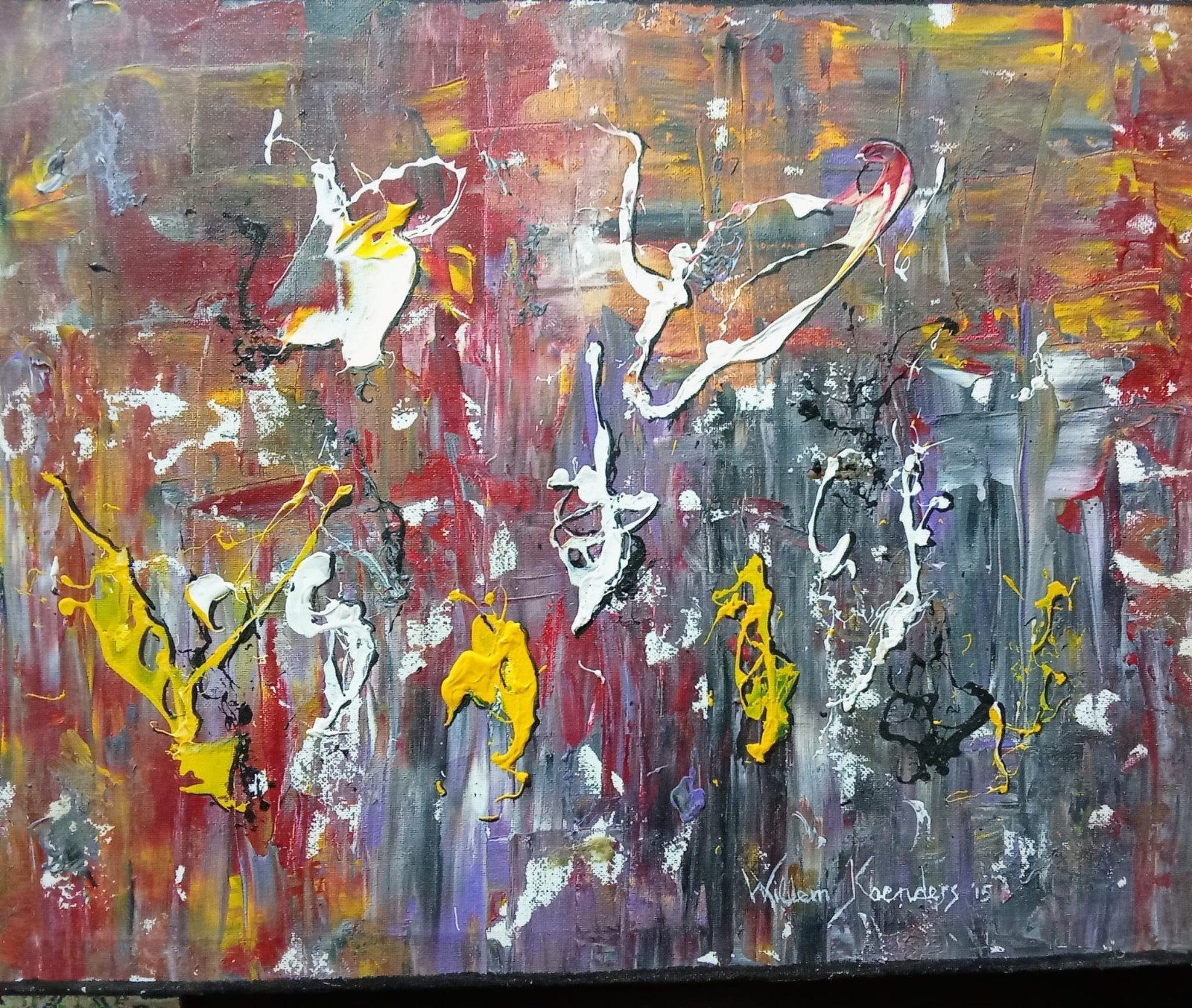 Abstract Schilderij Willem Koenders - 40x50 cm - 2015, Ophalen of Verzenden