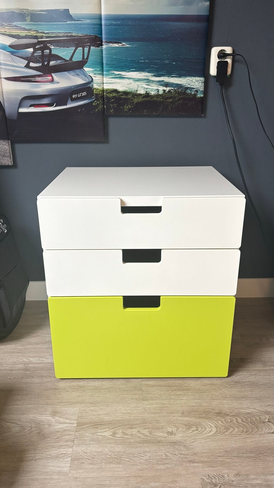 IKEA Ladekastje met 3 Laden - Wit/Groen, Huis en Inrichting, Kasten | Ladekasten, Ophalen, Gebruikt, 3 of 4 laden, Minder dan 100 cm