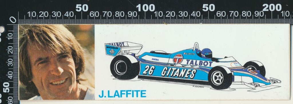 Sticker: Ligier Gitanes - Formule 1 - Jacques Laffite - 26, Verzamelen, Verzenden, Zo goed als nieuw, Auto of Motor