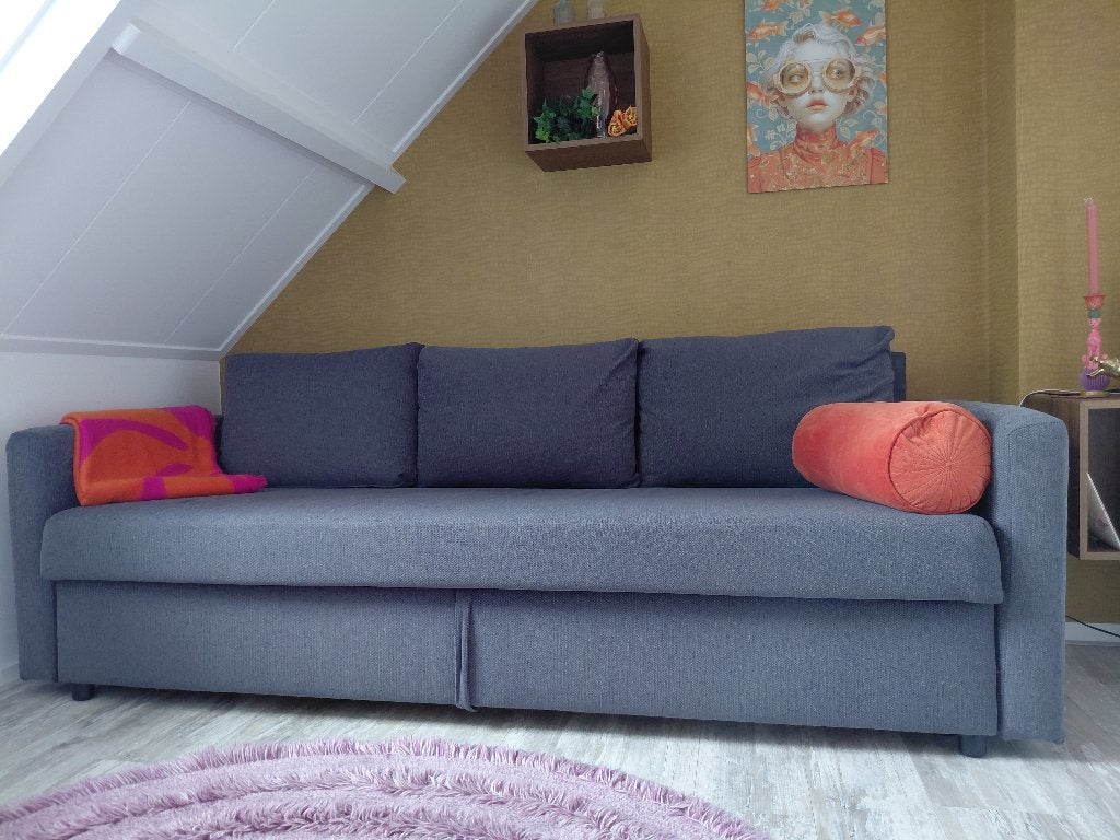 1 tot 2 persoons slaapbank Friheten Ikea, Ophalen, Tweepersoons, Zo goed als nieuw, Overige maten