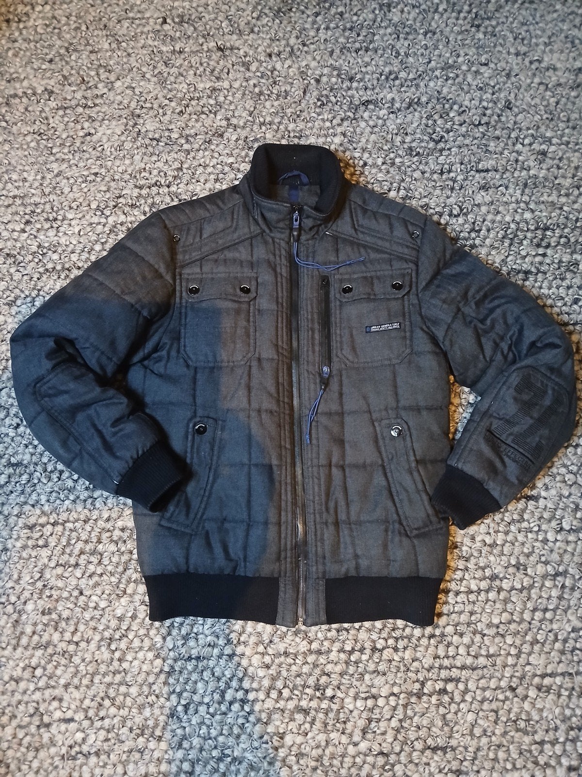 Heren gewatteerde jas - Urban District - Maat L, Kleding | Heren, Maat 52/54 (L), Grijs, Gedragen, Urban District