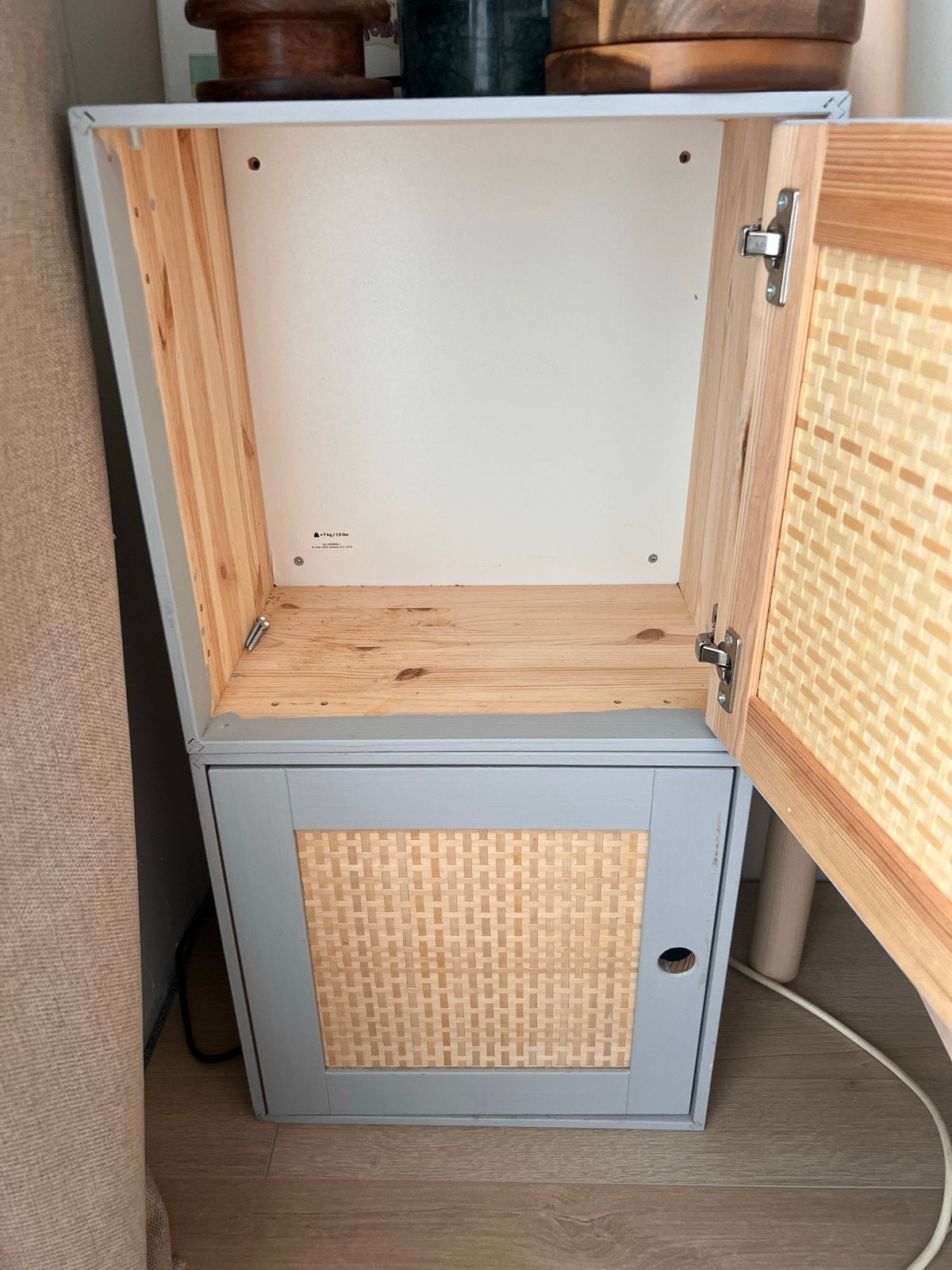 2x IKEA wandkastjes met rotan details - zo goed als nieuw, Ophalen, Minder dan 45 cm, Zo goed als nieuw, Minder dan 55 cm