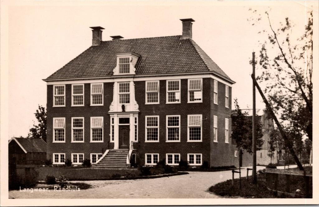 Langweer - Raadhuis, Verzenden, 1940 tot 1960, Ongelopen, Friesland