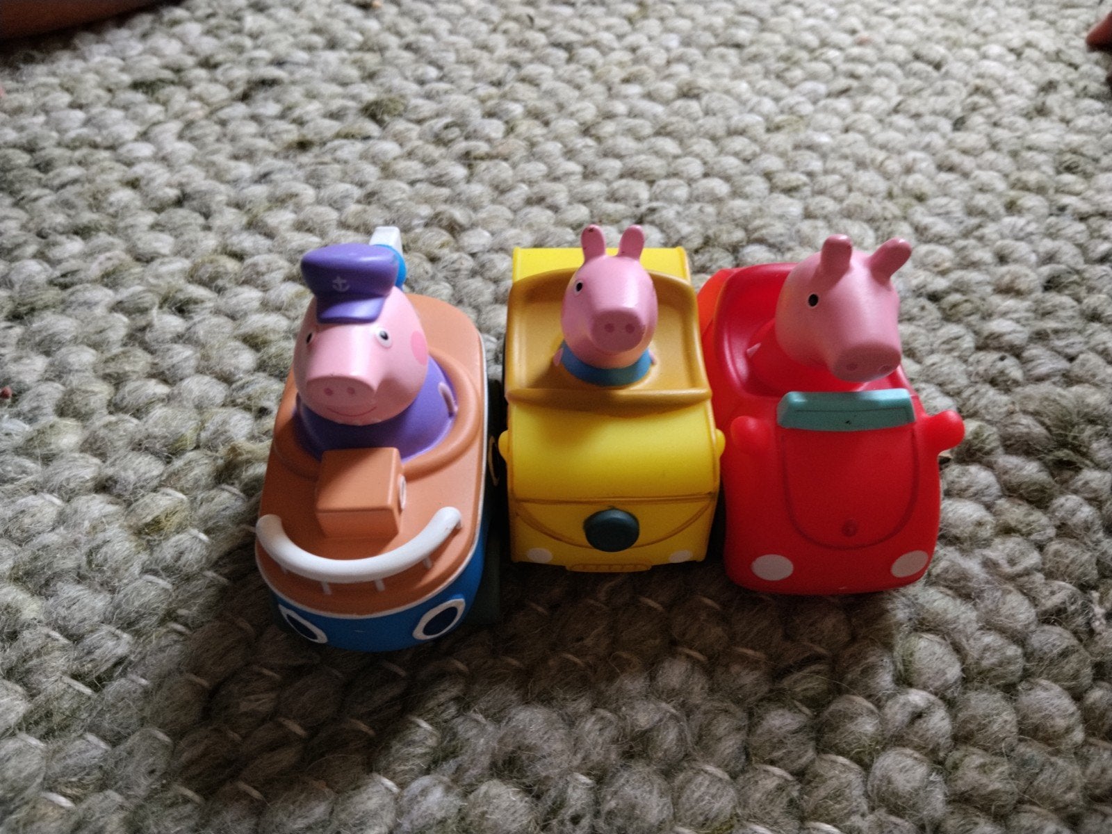 Peppa Pig Voertuigen Set: Boot, Auto's (3 stuks), Ophalen of Verzenden, Gebruikt
