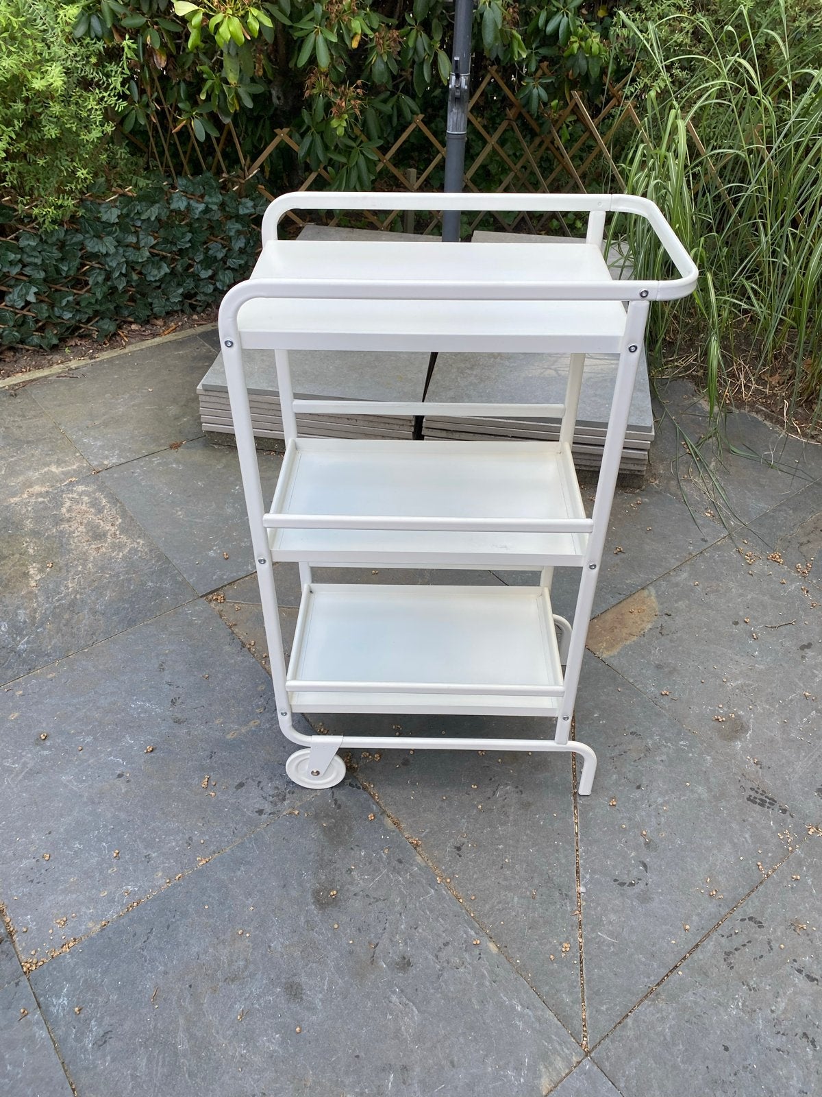 metalen serveerwagen / trolley met 3 planken en wieltjes, Ophalen, Gebruikt