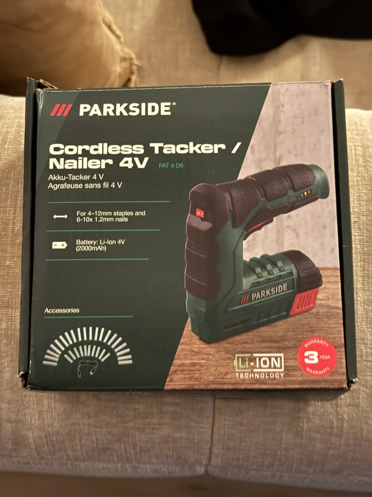 Parkside Accu-Tacker 4V - Draadloze Nietmachine, Ophalen of Verzenden, Nieuw, Tacker/nietmachine, Parkside