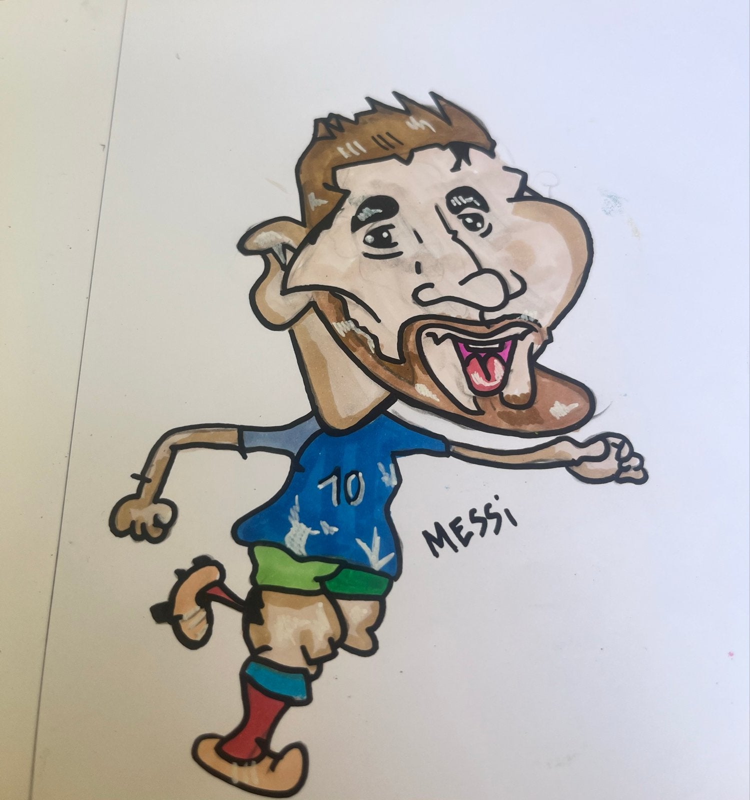 Grappige karikatuurtekening van Messi, Ophalen of Verzenden, Tekening, Overige technieken, Origineel