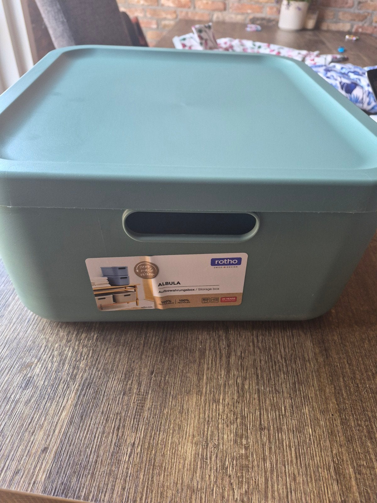 Rotho Albula Opbergbox met Deksel - Groen, Huis en Inrichting, Woonaccessoires | Kisten, Ophalen, Nieuw, Minder dan 50 cm, Minder dan 50 cm