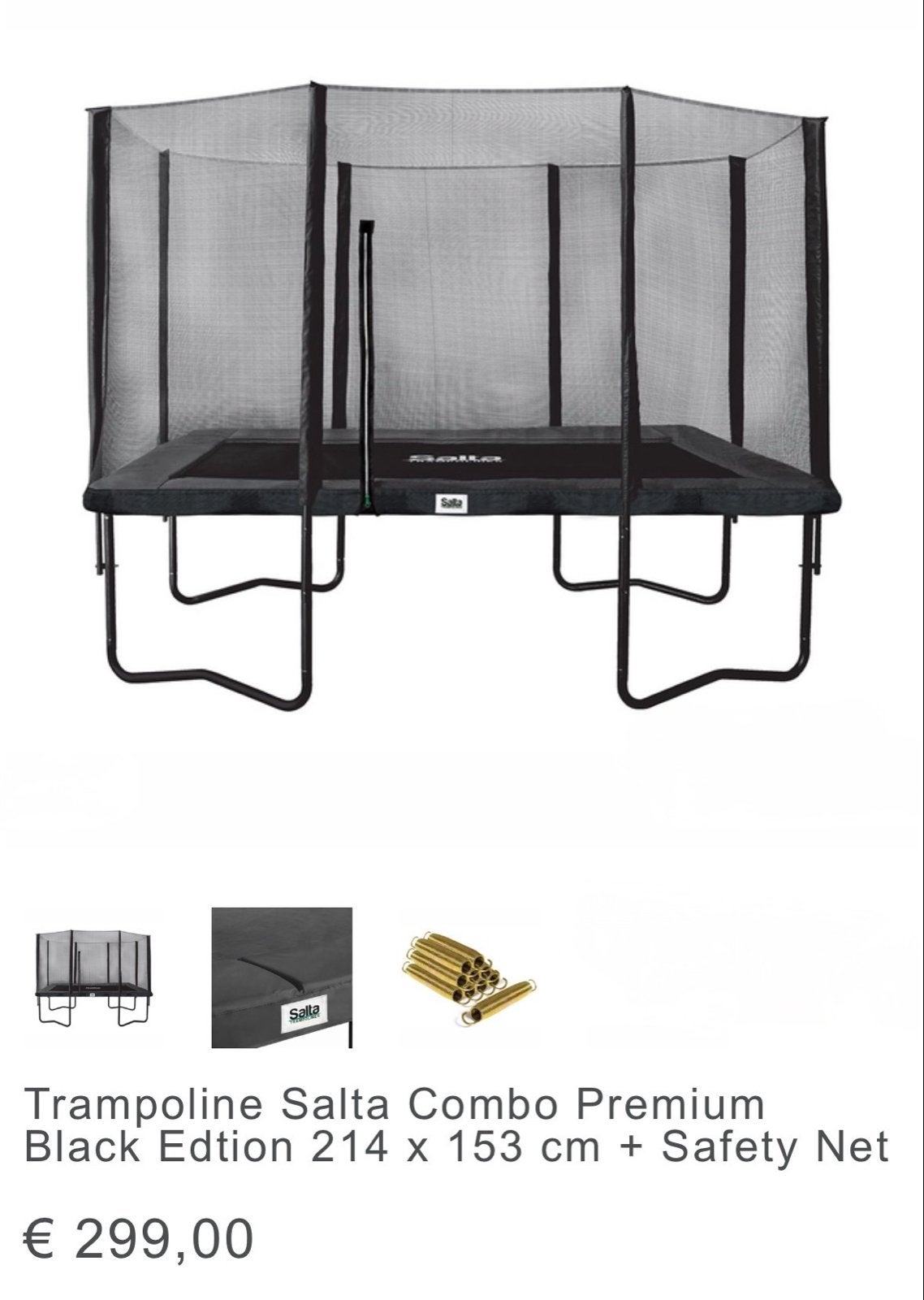 Salta Combo Premium Trampoline 214x153 cm + Veiligheidsnet, Ophalen, Zo goed als nieuw