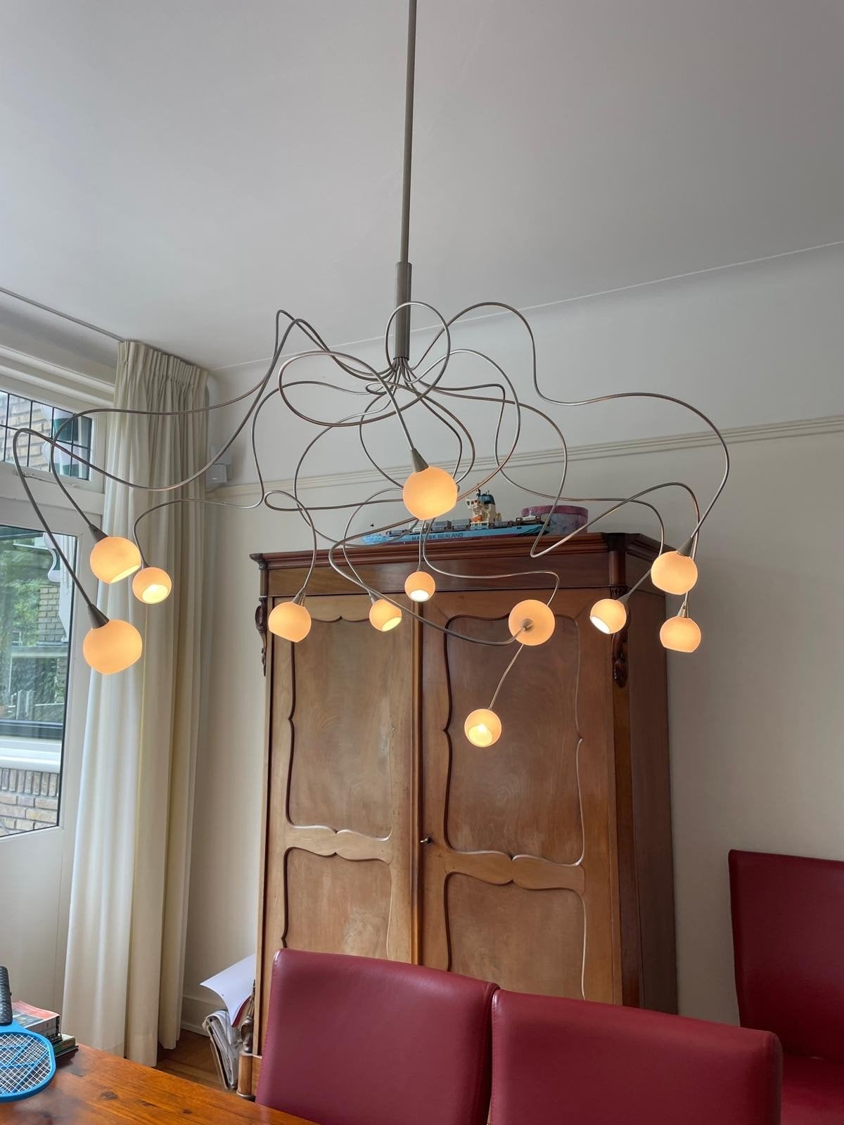 plafondlamp met kleine glazen kelkjes, Ophalen, Metaal