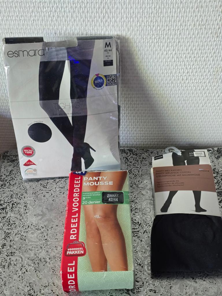 Panty's en maillots (3 stuks) maat 42/44 - Nieuw, Zwart, Nieuw, Maat 40/42 (M), Panty