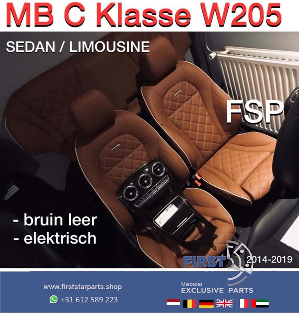 W205 C43 AMG bruin leer interieur C Klasse stoelen leder 201, Auto-onderdelen, Interieur en Bekleding, Gebruikt, -, Ophalen of Verzenden