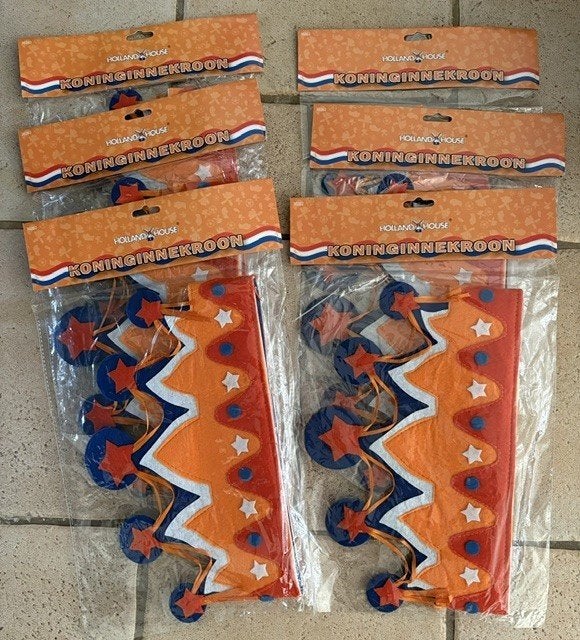 6 stuks Koninginnekroon Holland House - Oranje Feestkroon, Ophalen of Verzenden, Nieuw, Overige typen, Oranje of Koningsdag