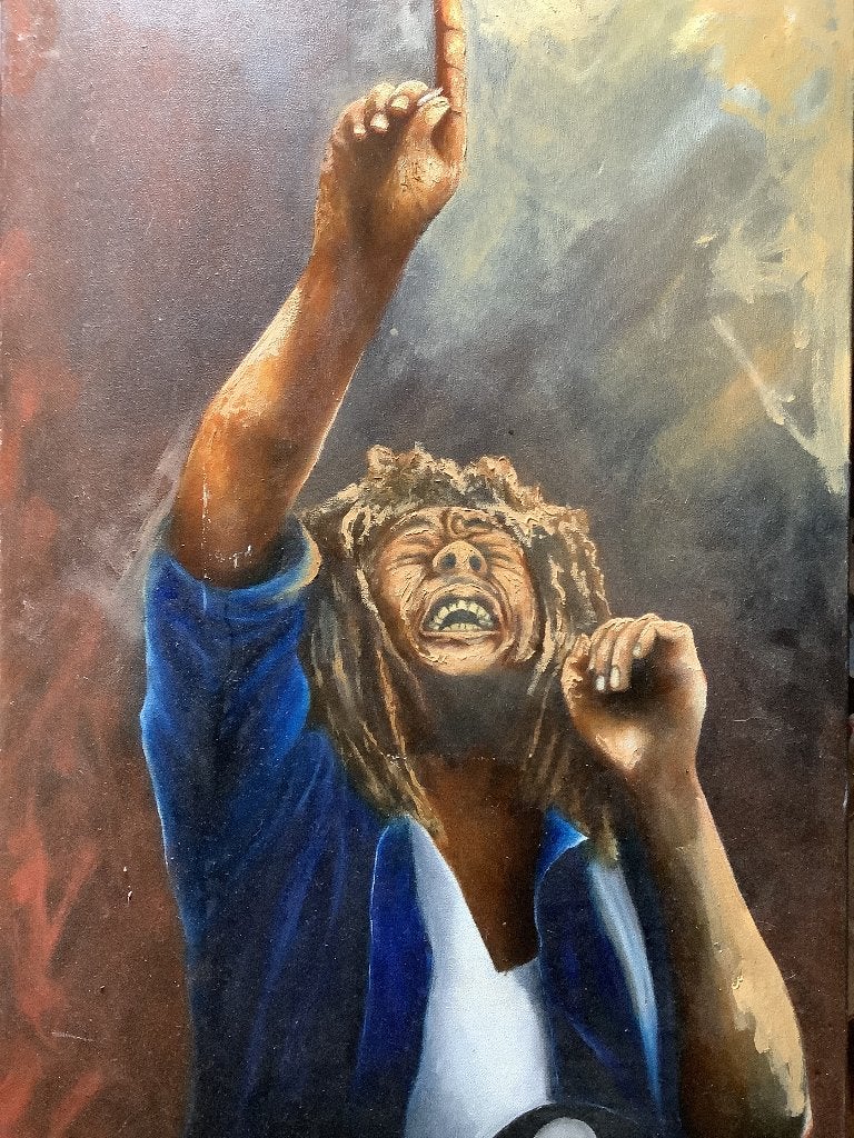 Schilderij bob marley Bob Reggea, Ophalen, Olieverf, Op houten frame, Muziek