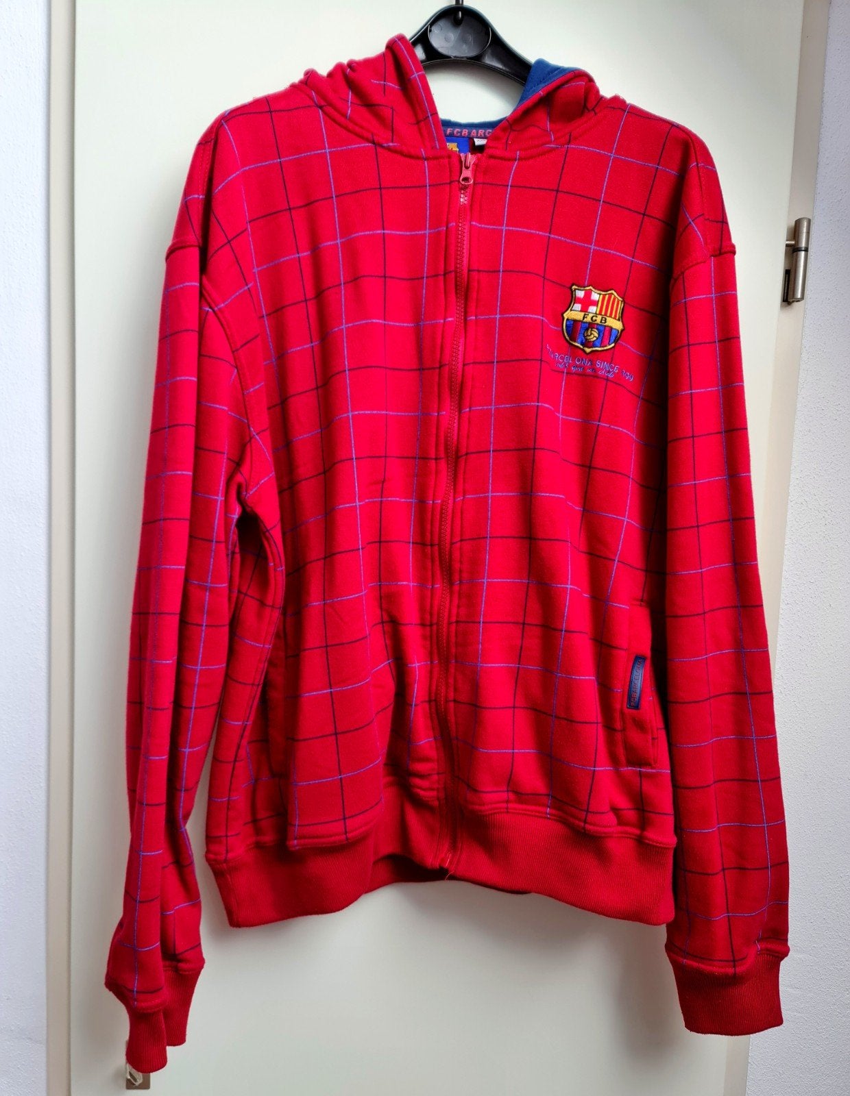 FC Barcelona jubileum hoody sweater vest rood maat XXL top, Ophalen, Gedragen, Maat 56/58 (XL), Rood