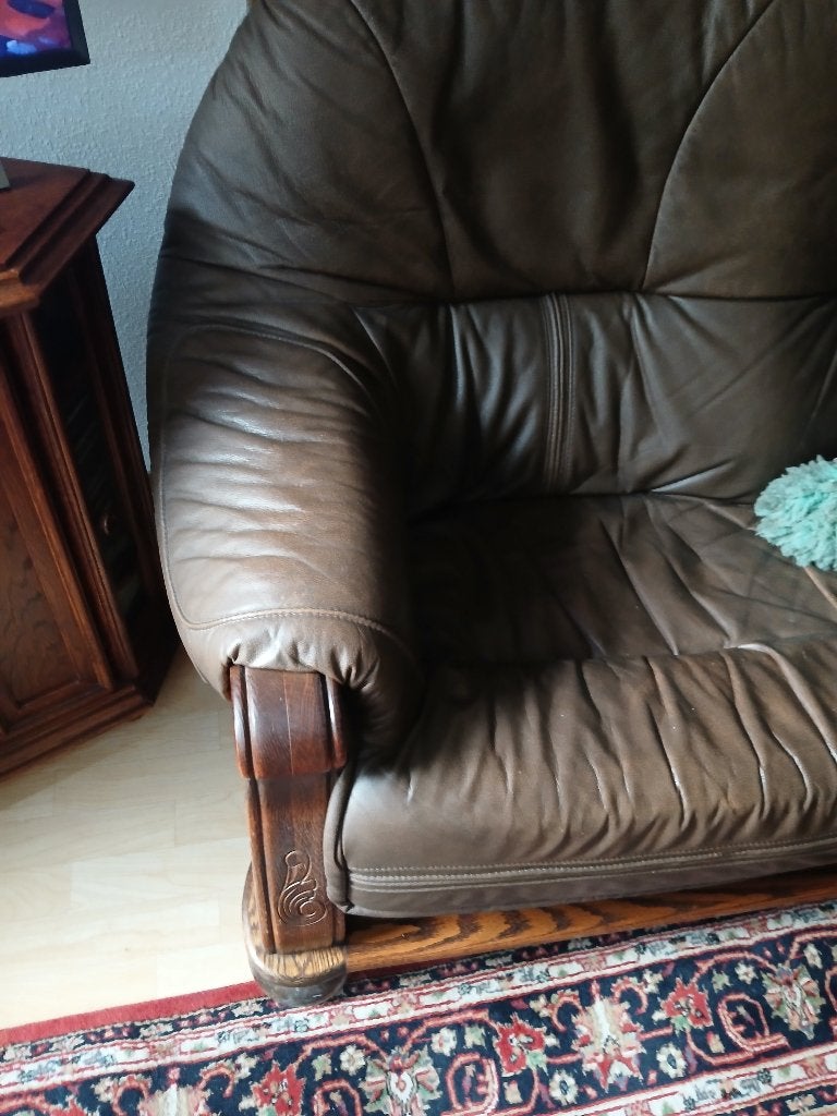 Eiken 3zitsbank, Ophalen, Leer, Rechte bank, Minder dan 150 cm