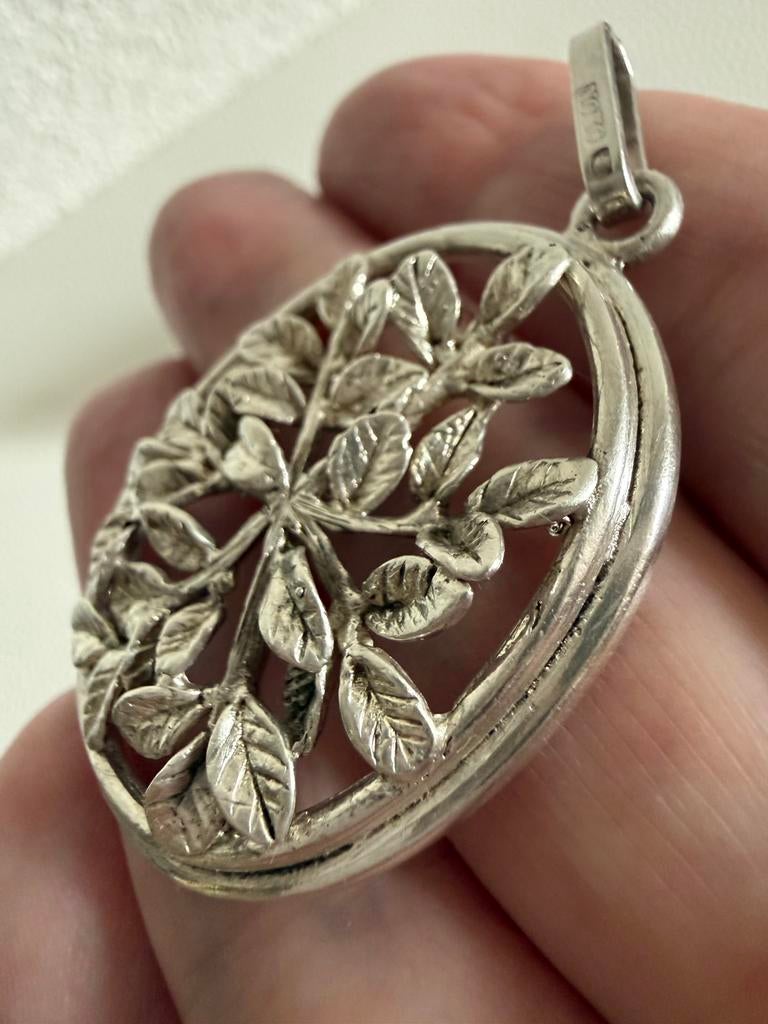 H034/NOKO Nordisk Vintage Grote Hanger ZWEDEN, Gebruikt, Verzenden, X, Zilver
