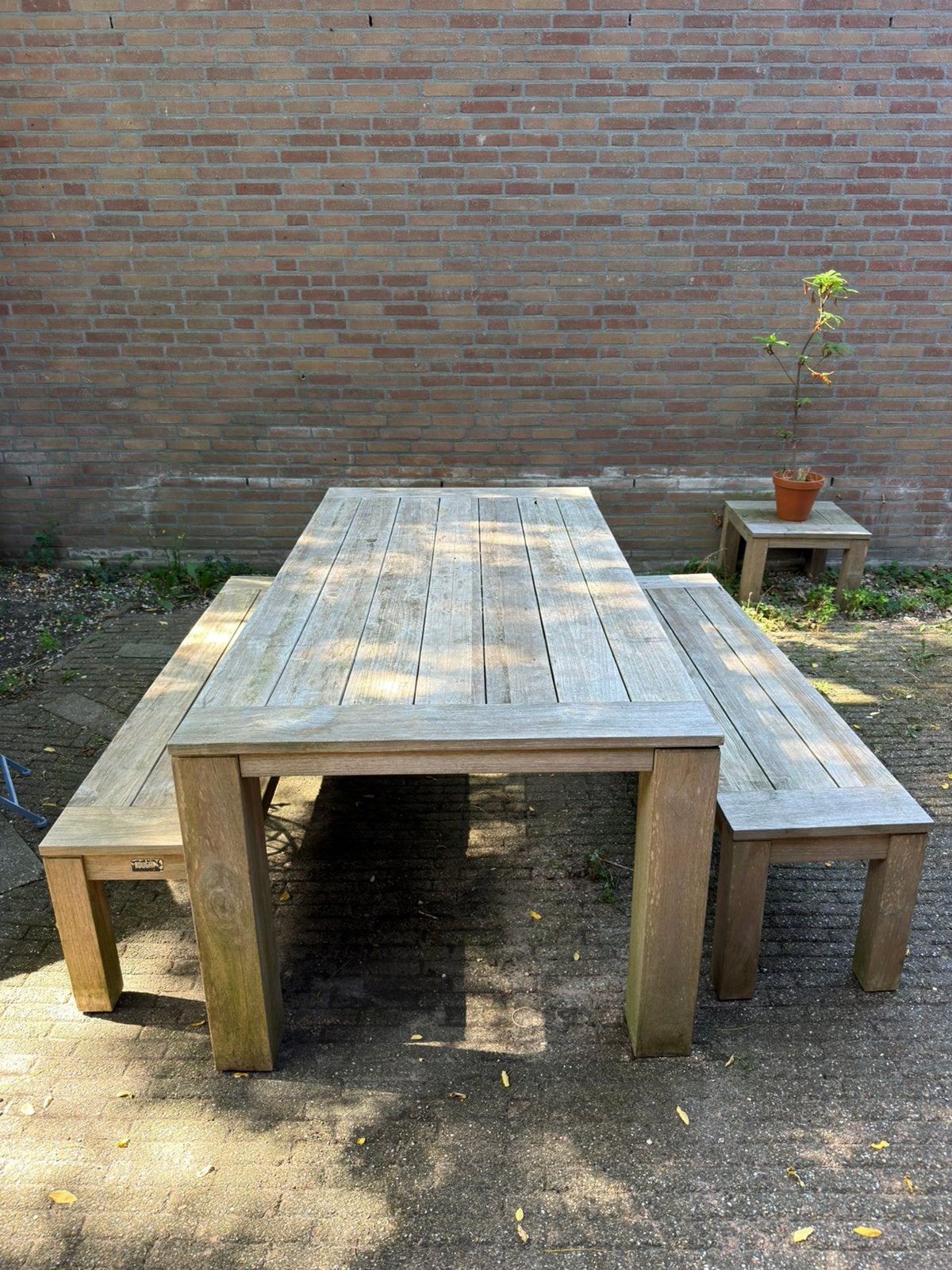 ROUGH-X dining tuintafel + 2 banken, Ophalen, Gebruikt, Rechthoekig, Hout