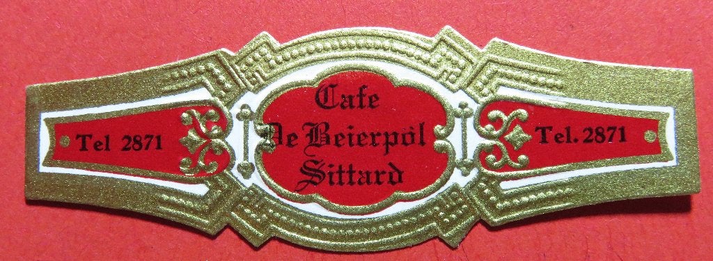 Sigarenbandje reclamebandje Café De Beijerpol Sittard, Ophalen of Verzenden, Gebruikt, Sigarenbandjes