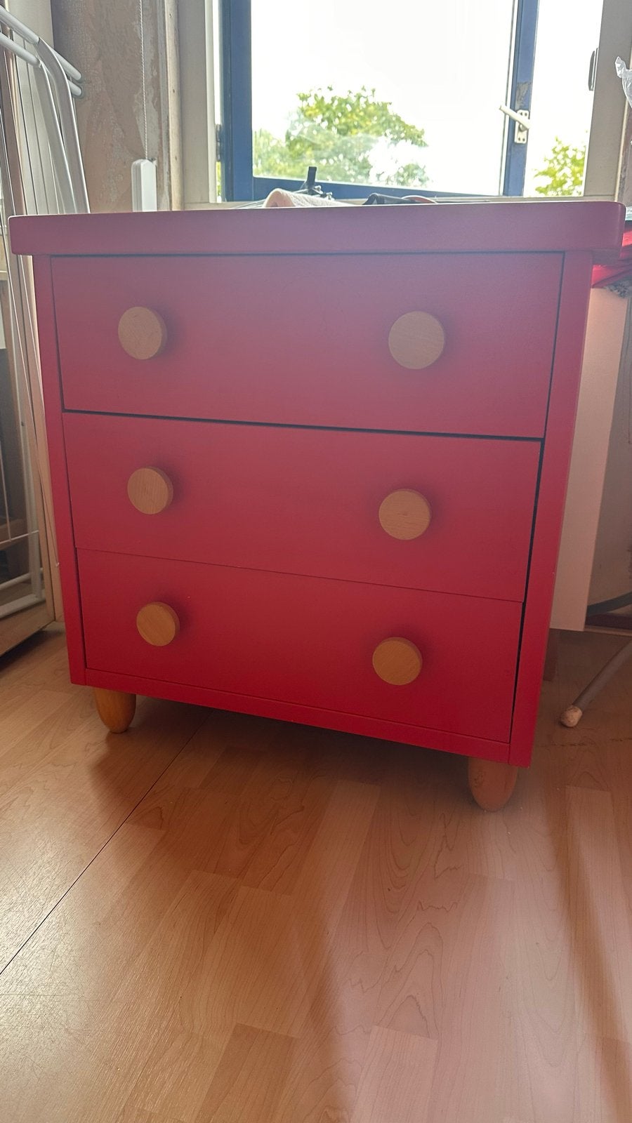 Rode ikea ladekast met 3 laden, Ophalen, Gebruikt, 50 tot 100 cm, 3 of 4 laden