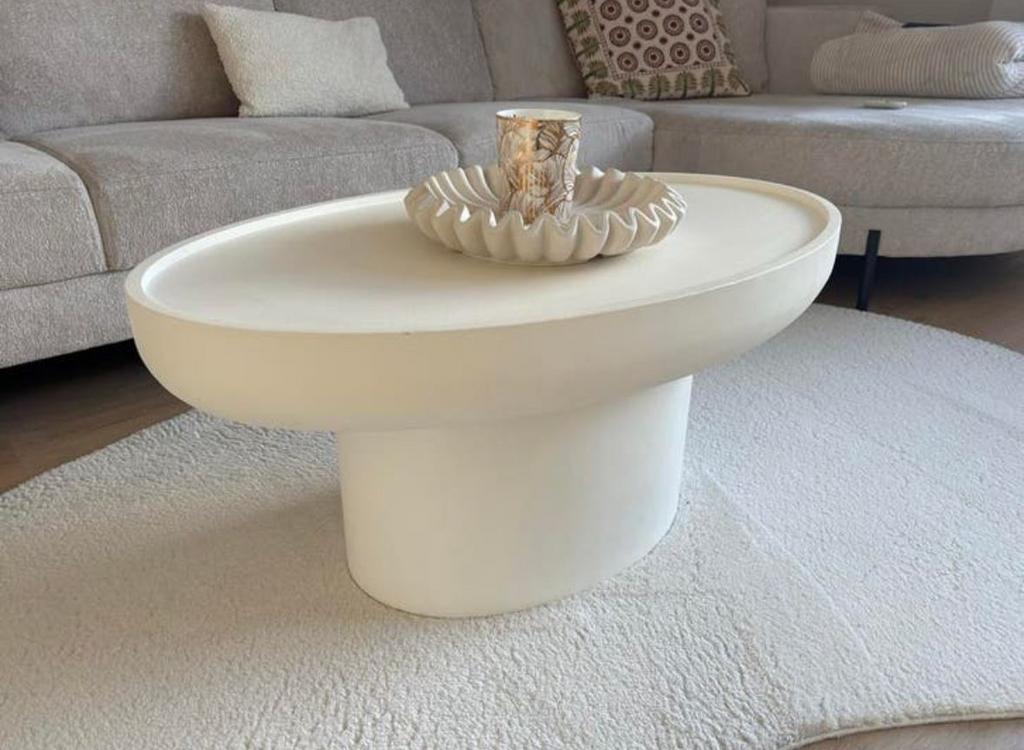 Ovalen salontafel, wit, Huis en Inrichting, Woonaccessoires | Etagères, Zo goed als nieuw, Ophalen