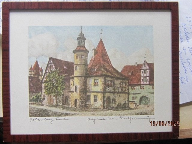 Rothenburg, (Dld. ) 4 mooie ingelijste  gravures., Ophalen, Gravure