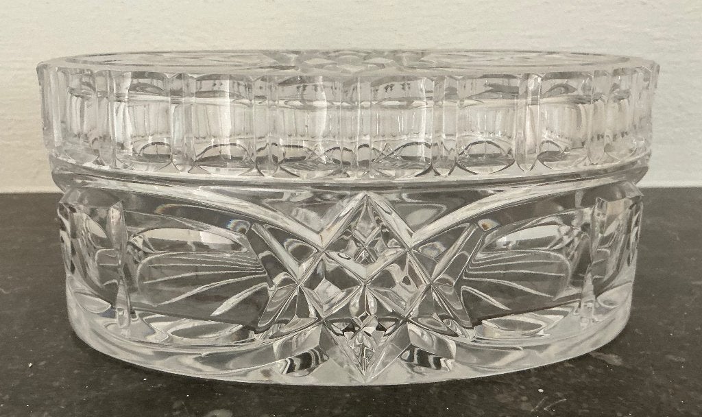 ovale koekjestrommel met deksel, Kristal, Antiek en Kunst, Ophalen of Verzenden