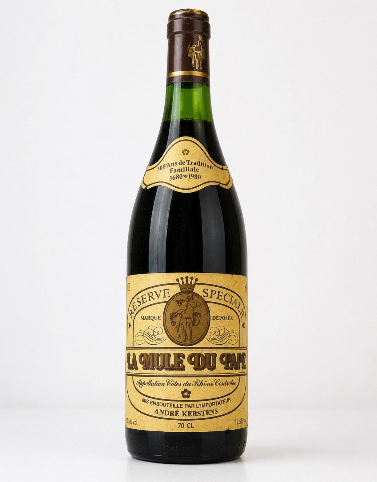 La Mule du Pape Réserve Spéciale Côtes du Rhône ca. 1980, Ophalen of Verzenden, Zo goed als nieuw, Frankrijk, Rode wijn