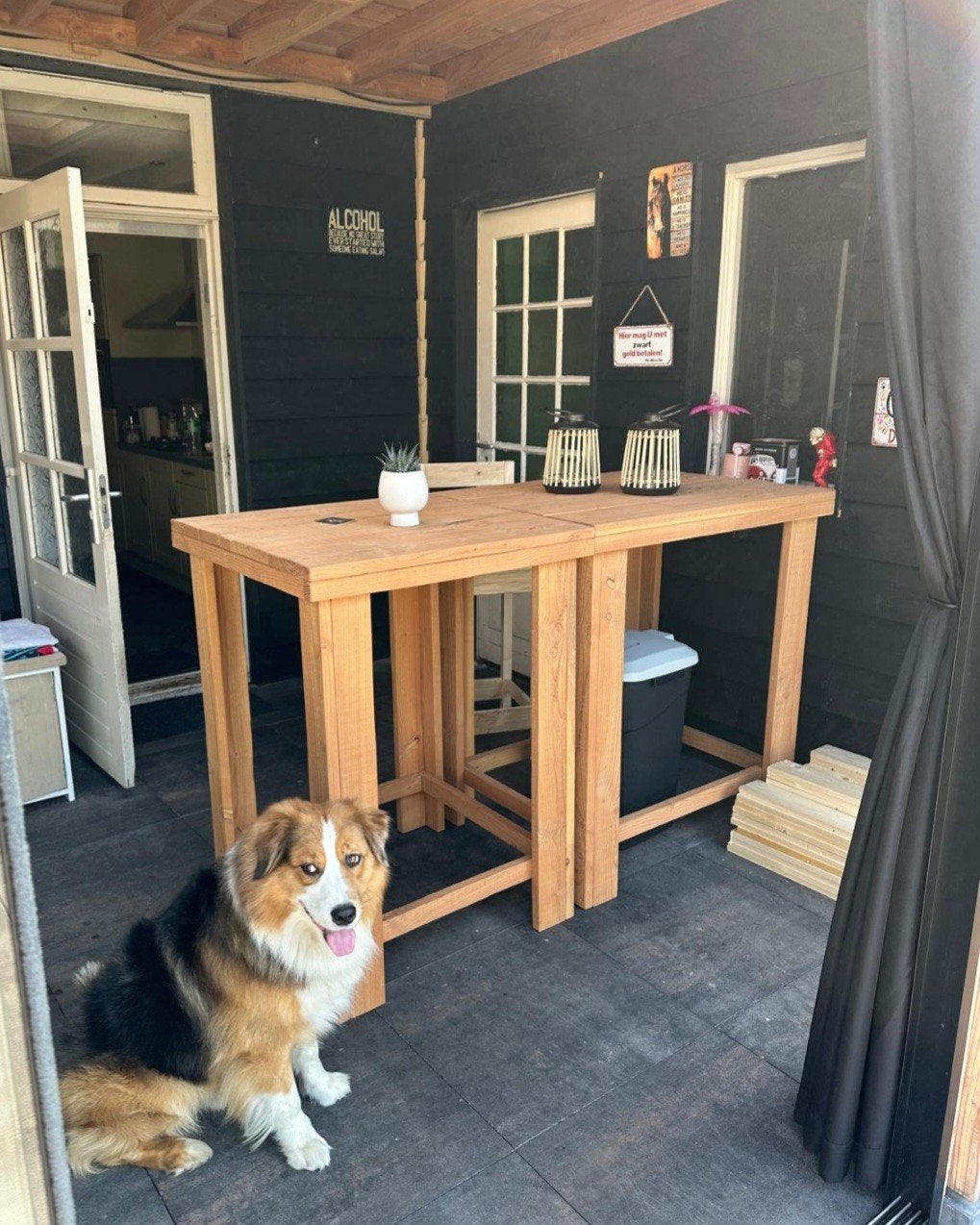Steigerhouten / douglas sta tafel hoge eettafel hangtafel, Ophalen of Verzenden
