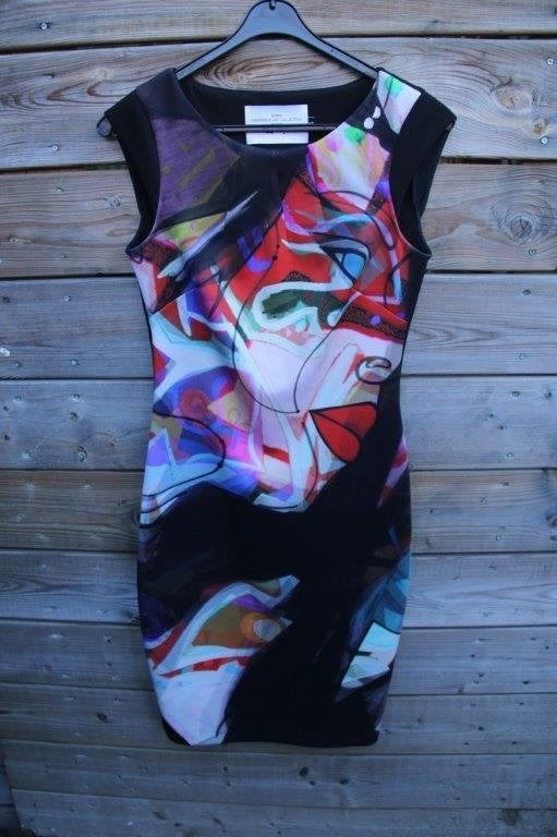 Jurk zwart/ kleur Art Domine Steps mt XS Vaste prijs, Kleding | Dames, Zwart, Ophalen of Verzenden, Zo goed als nieuw, Steps