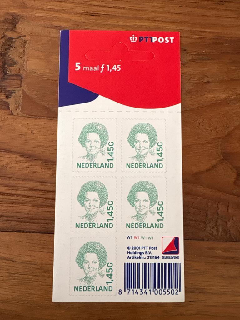 Nederland 2001 Beatrix V1495b Postfris Zelfklevend Velletje, Ophalen of Verzenden, Na 1940, Postfris