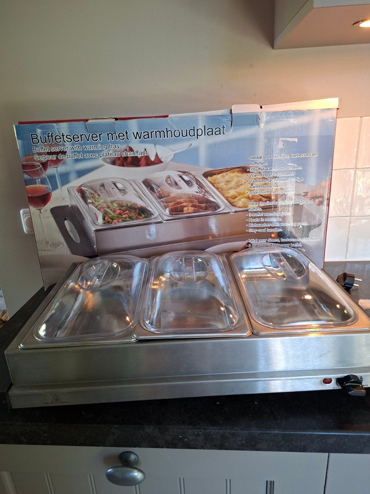 Buffetserver met warmhoudplaat - Ideaal voor feesten, Ophalen, Overige typen, Zilver, Zo goed als nieuw