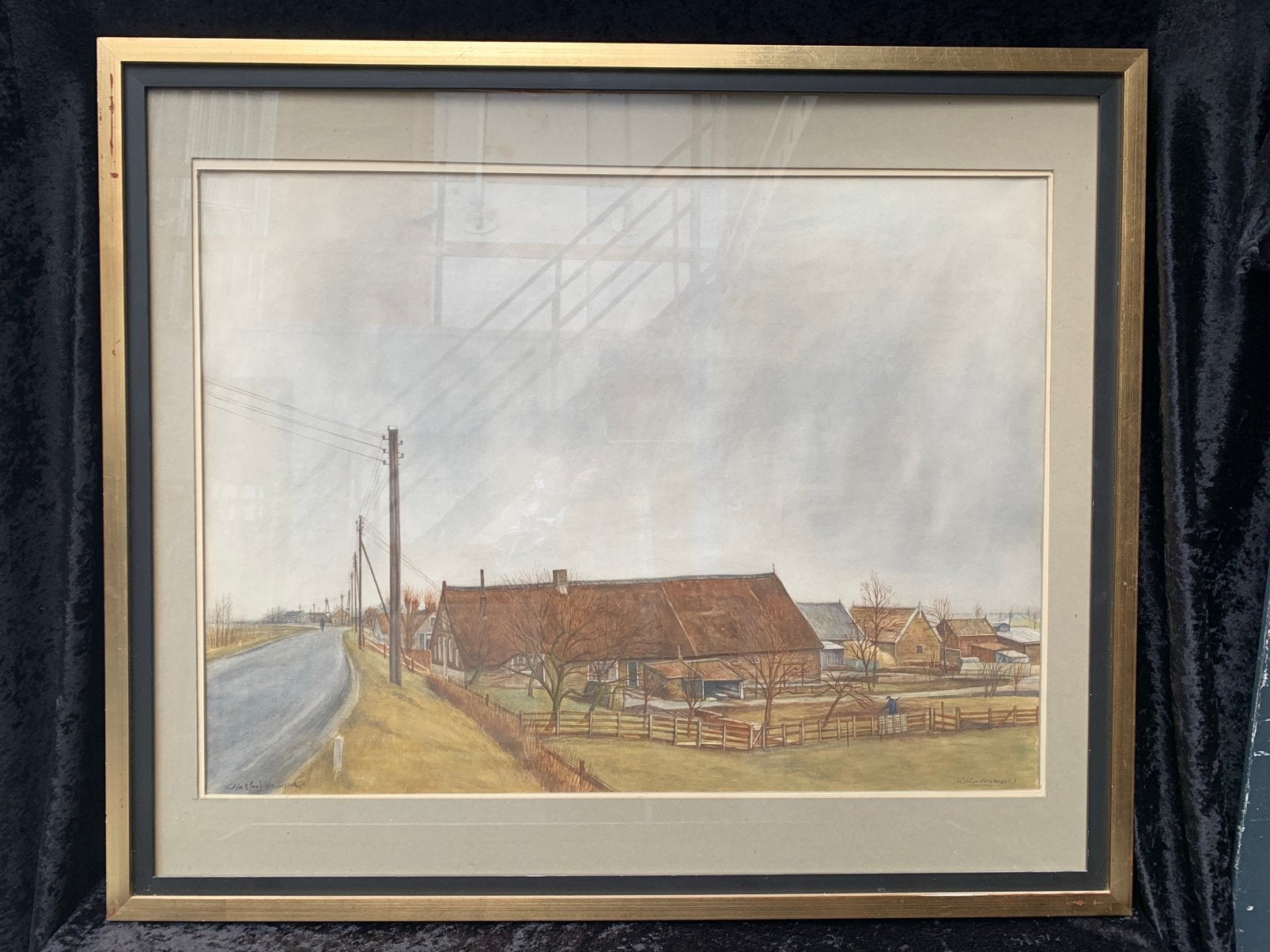 Charles Kempers 1913-1985 aquarel Alblasserwaard zuidholland, Ophalen of Verzenden