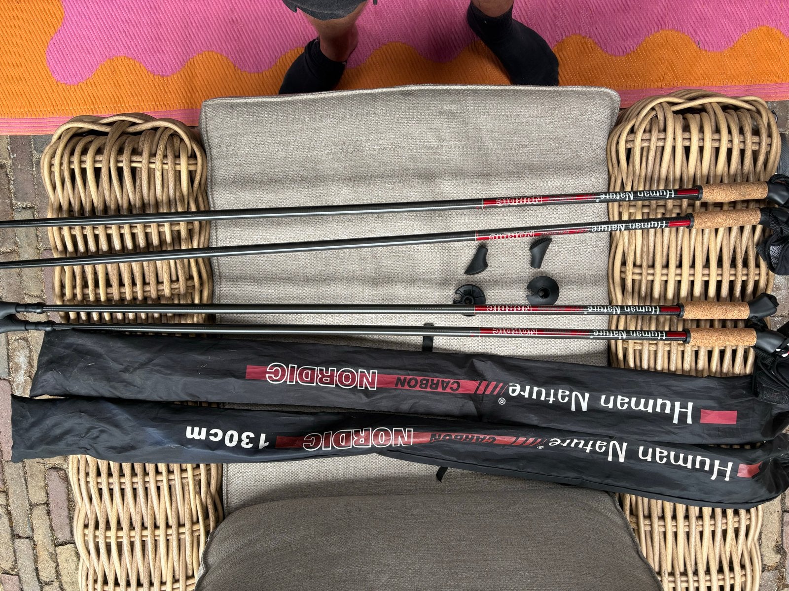 2x Human Nature Nordic Walking Stokken 120/130 cm, Overige merken, Overige typen, Ophalen of Verzenden, Zo goed als nieuw