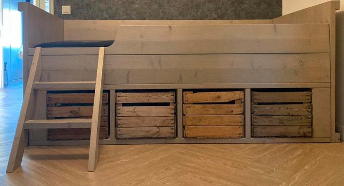 Stijgerhoutenbed, Ophalen, Gebruikt, Eenpersoons, Stapelbed