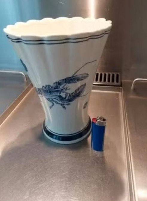 Delftsblauwe vaas (met 2 kreeften) van Hoevesvis B.V., Overige materialen, Overige kleuren, Handgemaakt, Ophalen of Verzenden
