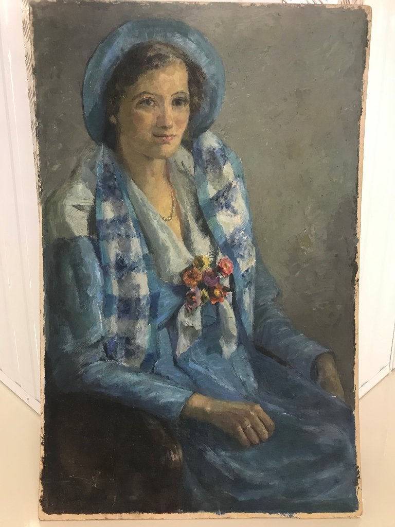 olieverf bord portret dame tilla terwindt, Ophalen, Origineel werk, Portret of Personen, Overige ondergronden