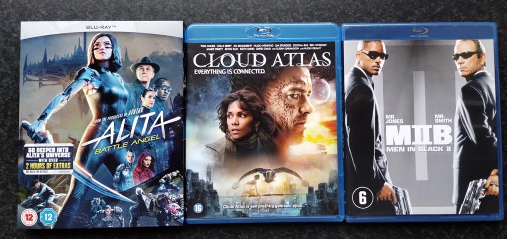 3 Blu-Rays: Alita Battle Angel, Cloud Atlas, Men in Black 2, Ophalen of Verzenden, Zo goed als nieuw, Science Fiction en Fantasy