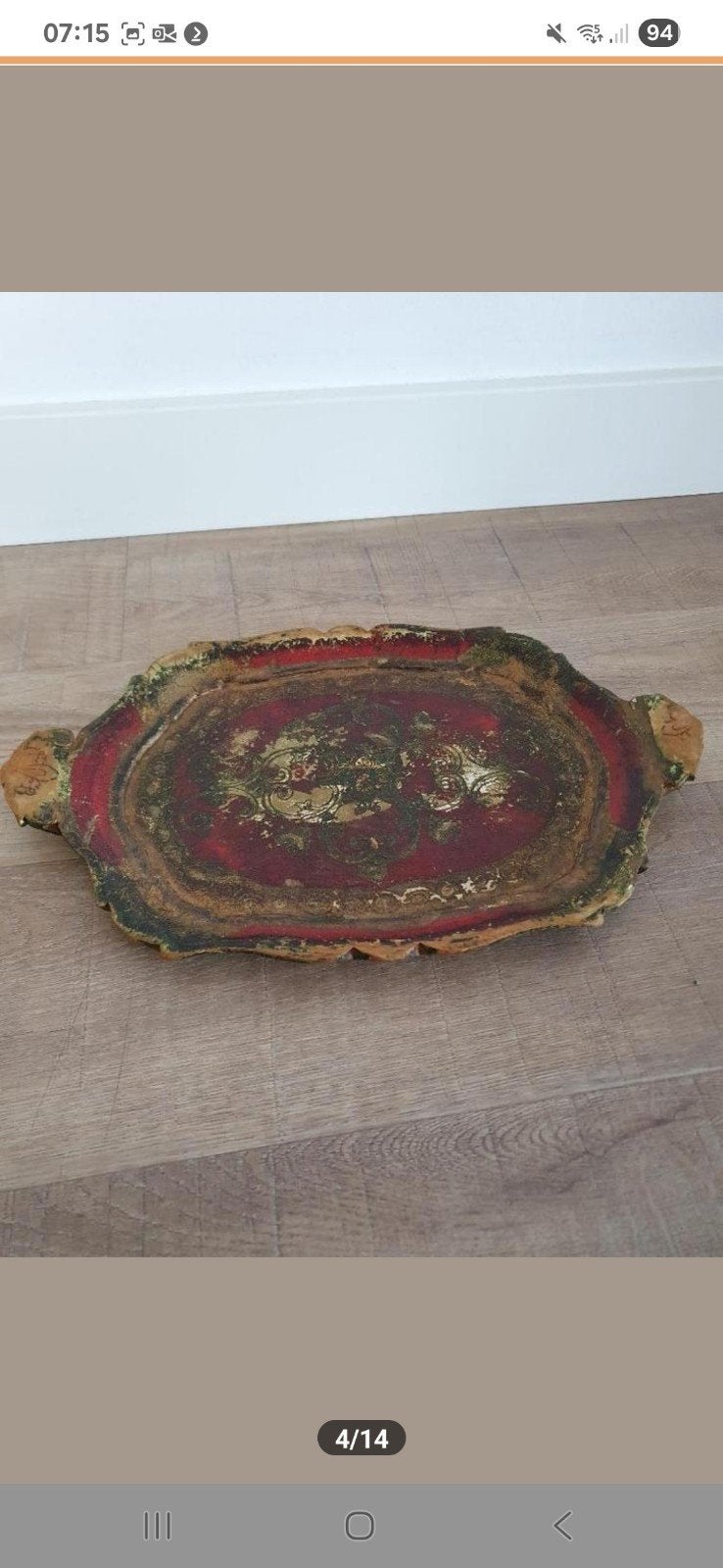 Prachtige zeldzaam rood antiek Art Nouveau dienblad €25, Ophalen of Verzenden, Zo goed als nieuw, Hout, Dienblad