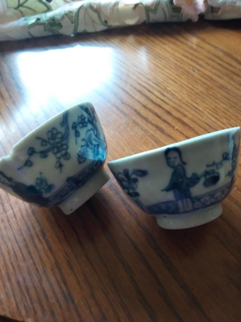 2 Kangxi kopjes, blauw-wit, beschadigd, voor verzamelaar, Antiek en Kunst, Antiek | Porselein, Ophalen of Verzenden